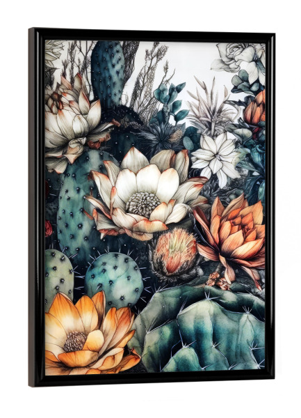 Poster mit schwarzem Rahmen "Sukkulenten und Kakteen P" artboxONE - Natur,Floral - Sukkulenten,Kakteen,Kaktus,Natur,Blumen,Botanische,Blatt,Blumen