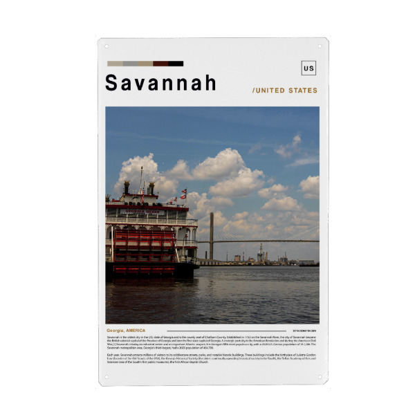 Holzbild "Savannah-Zeitungscover" artboxONE - Städte,Architektur
