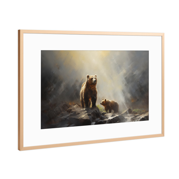 Poster mit Rahmen Kupfer "Bärenmutter und ihr Junges" artboxONE - Natur,Tiere