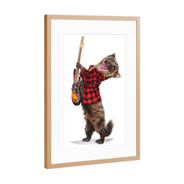 Poster mit Rahmen Kupfer "Rock'n Marten" artboxONE - Tiere,Musik,Lustig - Tiere,Wald,Marder,Musik,Rock,Rock n roll,Gitarre,Humor,Lustig