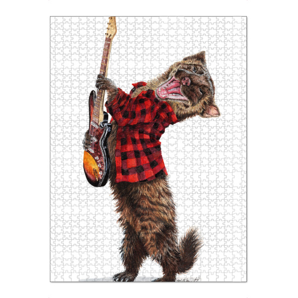 Puzzle Ravensburger "Rock'n Marten" artboxONE - Tiere,Musik,Lustig - Tiere,Wald,Marder,Musik,Rock,Rock n roll,Gitarre,Humor,Lustig - Bild tiere