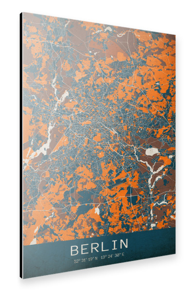 Alu-Dibond "Berlin Retro Stadtplan" 30x20 cm artboxONE