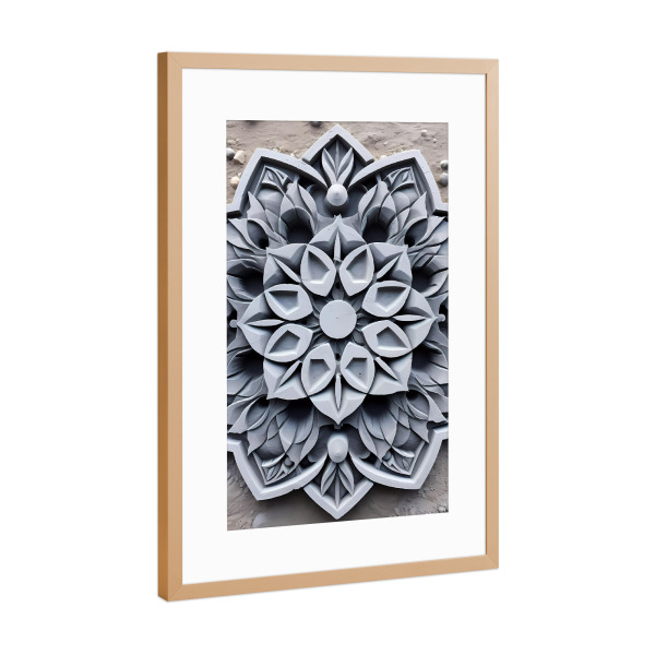 Poster mit Rahmen Kupfer "Mandala – Beton – Faser" artboxONE - Floral,Abstrakt,Architektur