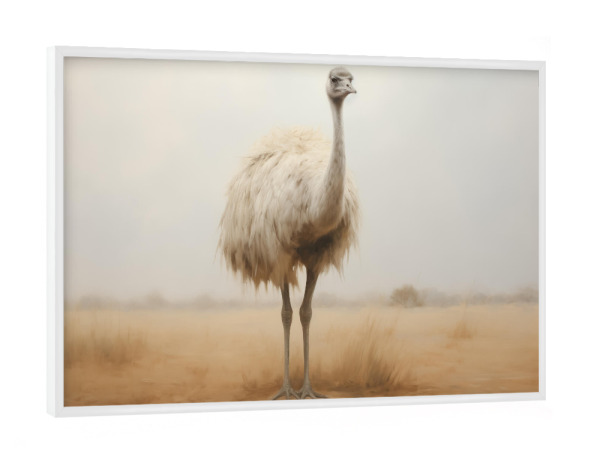 Poster mit weißem Rahmen "Bemalter Strauß" artboxONE - Natur,Tiere - Afrika,Tier,Kunst,Impressionistisch,Natur,öl,Gemälde,Wild,Tierwelt,Strauss,Vogel