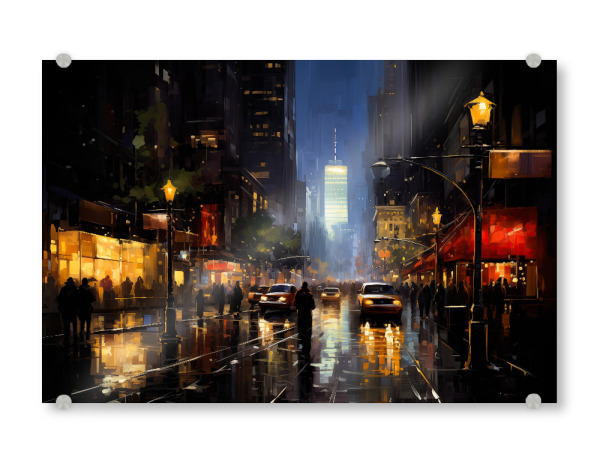 Acrylglasbild "Urban Nightlife Painting" artboxONE - Städte / New York,Architektur,Reise / Länder