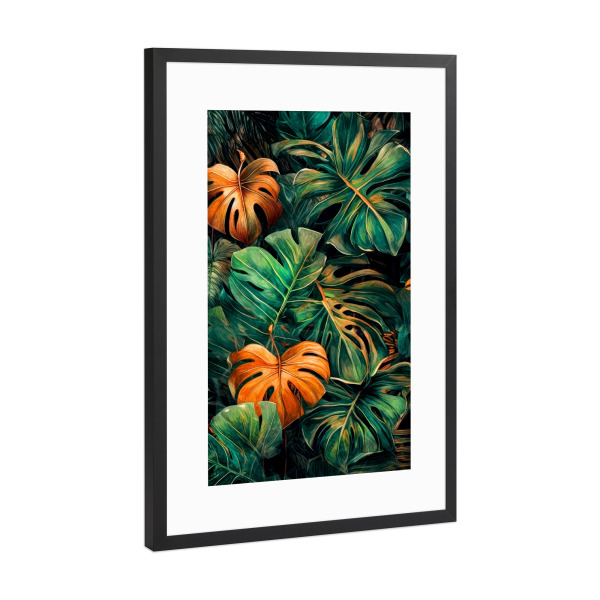 Poster mit Rahmen Schwarz (Metallic) "Blumenblätter Kunst H" artboxONE - Natur,Floral - Natur,Blumen,Blumen,Botanisch,Blätter,Blatt,Blumen