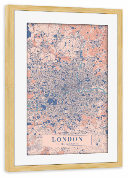 Poster mit Rahmen kiefer "London City Plan" artboxONE - Städte / London,Kartografie