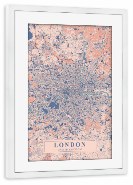 Poster mit Rahmen weiß "London City Plan" artboxONE - Städte / London,Kartografie