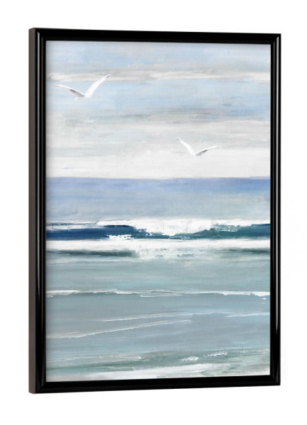 Poster mit schwarzem Rahmen "Möwenbucht" artboxONE - Tiere,Abstrakt,Reise / Strand und Meer - Möwen,Meer,Ozean,Küste,Küste