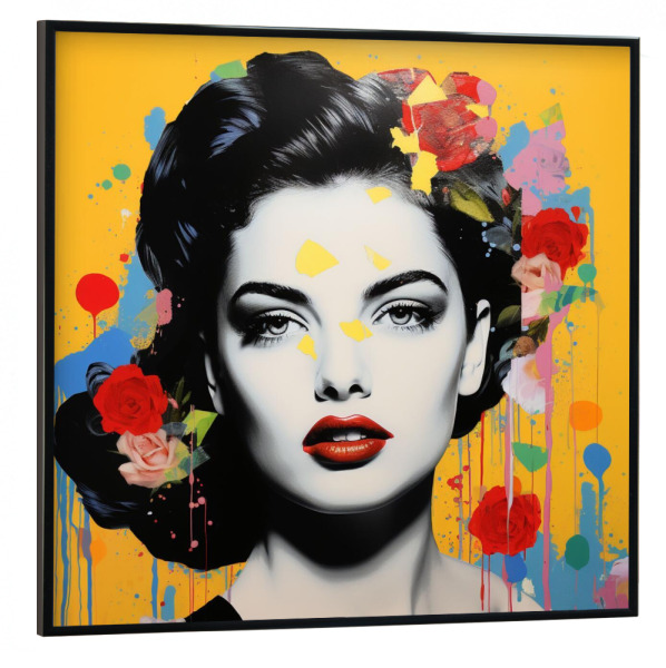 Poster mit schwarzem Rahmen 30x30 cm "FASHION QUEEN BLUMEN" artboxONE - Menschen,Fashion,Streetart