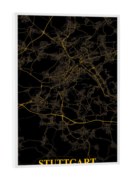 Poster mit weißem Rahmen "City Map von Stuttgart" artboxONE - Städte / Stuttgart,Kartografie