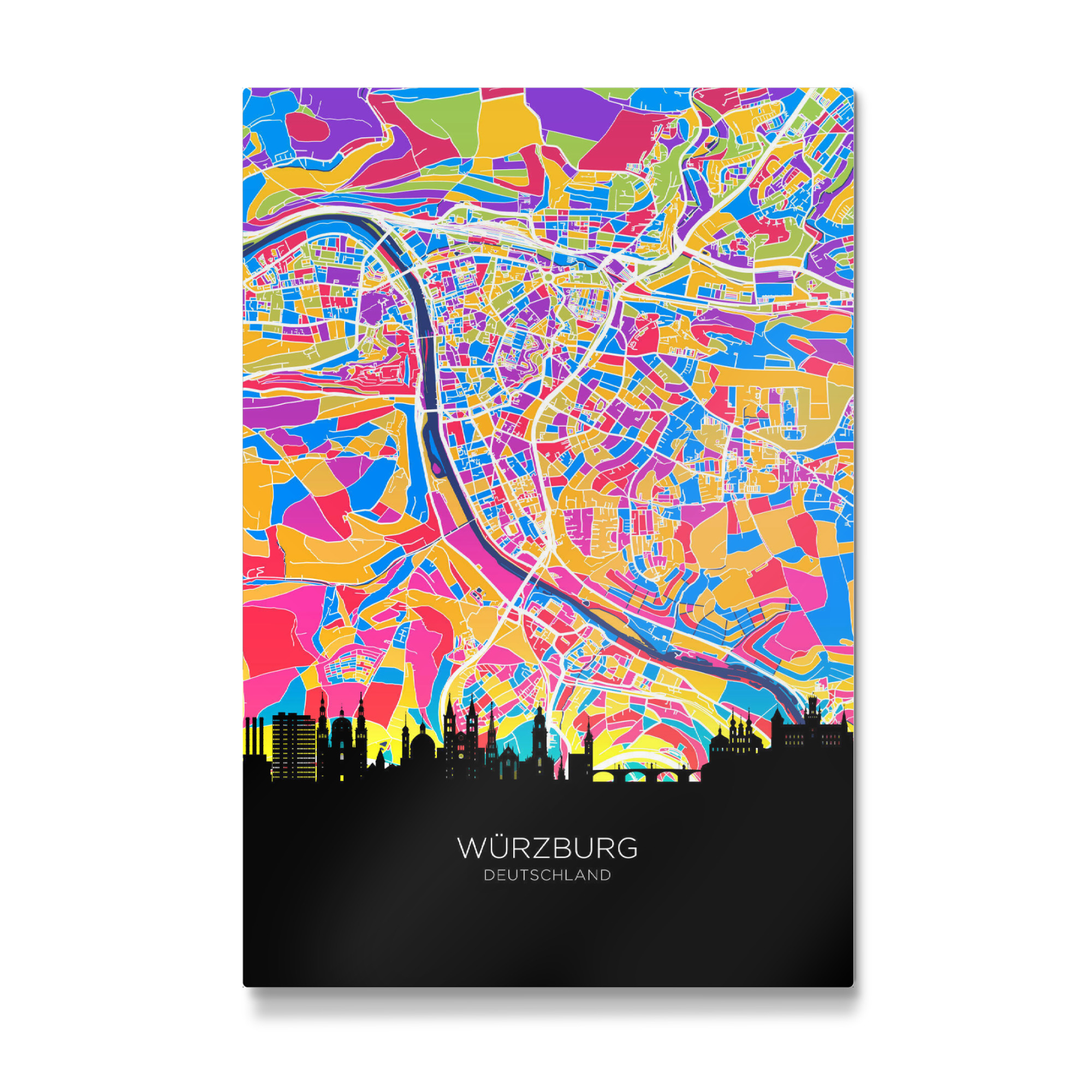 Galerie-Print "Würzburg Skyline Karte Hell" 75x50 cm artboxONE