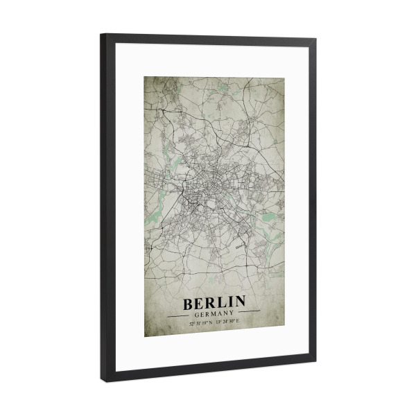 Poster mit Rahmen Schwarz (Metallic) "Berlin Vintage CityMap" artboxONE - Städte / Berlin,Kartografie
