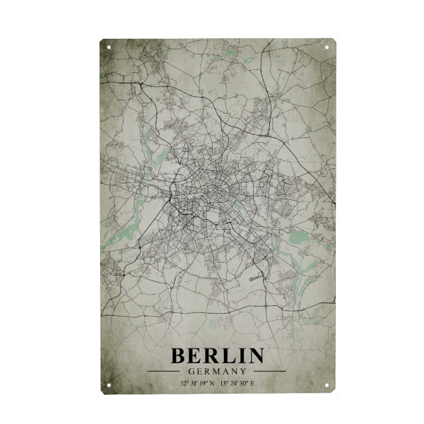 Metall Poster "Berlin Vintage CityMap" artboxONE - Städte / Berlin,Kartografie