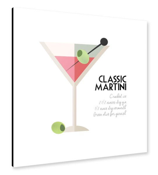 Alu-Dibond "Klassischer Retro-Martini" 30x30 cm artboxONE