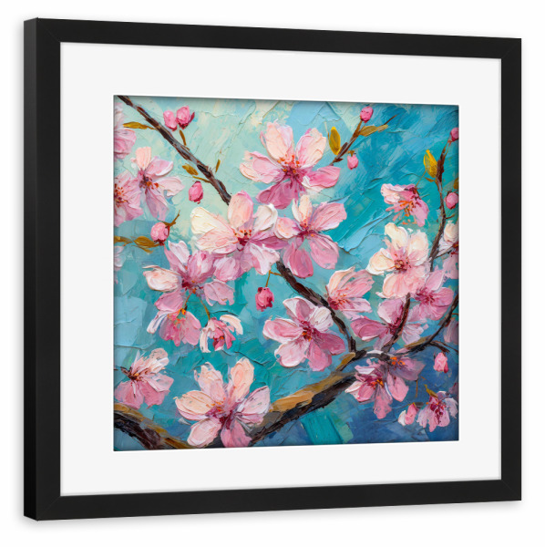 Poster mit Rahmen schwarz "Kirschblüte im Frühling" artboxONE - Natur,Floral,Für Mama