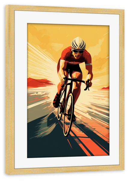 Poster mit Rahmen kiefer "Triathlon Vintage Retro (matart)" artboxONE - Sport
