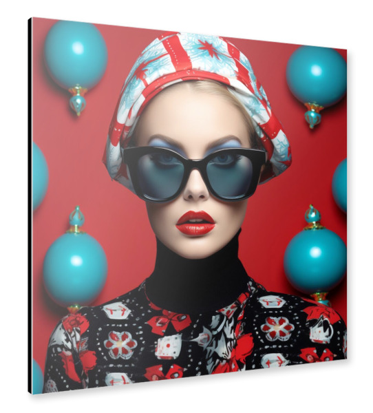 Alu-Dibond "WEIHNACHTSFRAU FASHION" 30x30 cm artboxONE