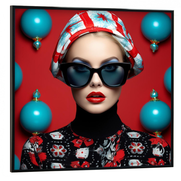 Poster mit schwarzem Rahmen 30x30 cm "WEIHNACHTSFRAU FASHION" artboxONE - Liebe,Fashion,Weihnachten,Für Mama