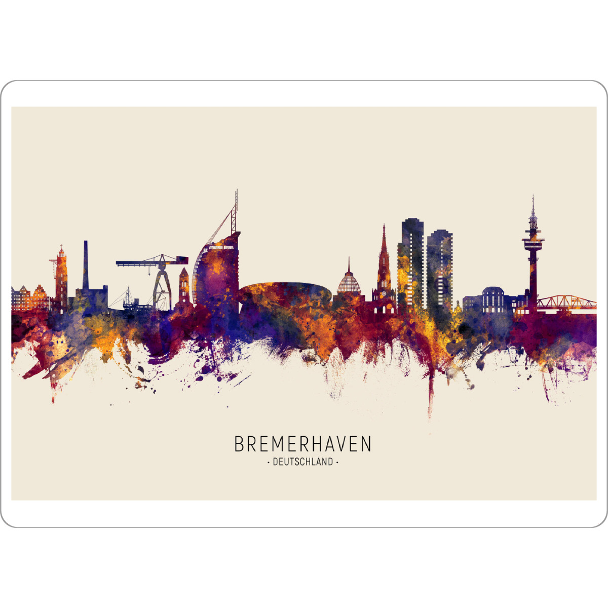 Tischset "Bremerhaven Skyline Herbstname" artboxONE - Städte - Bremerhaven,Deutschland,Deutschlandskyline,Stadtbild,Stadtbild,Aquarell,Malerei