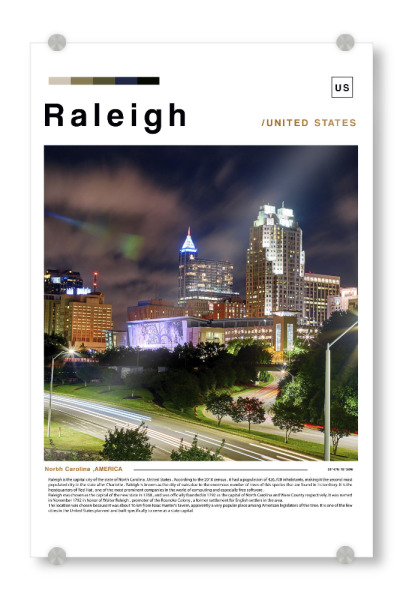 Acrylglasbild "Raleigh-Zeitungscover" artboxONE - Städte,Architektur