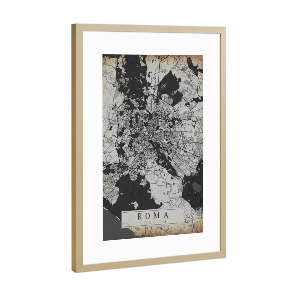 Poster mit Rahmen Gold "Rom Vintage Stadtplan" artboxONE - Städte / Rom,Kartografie