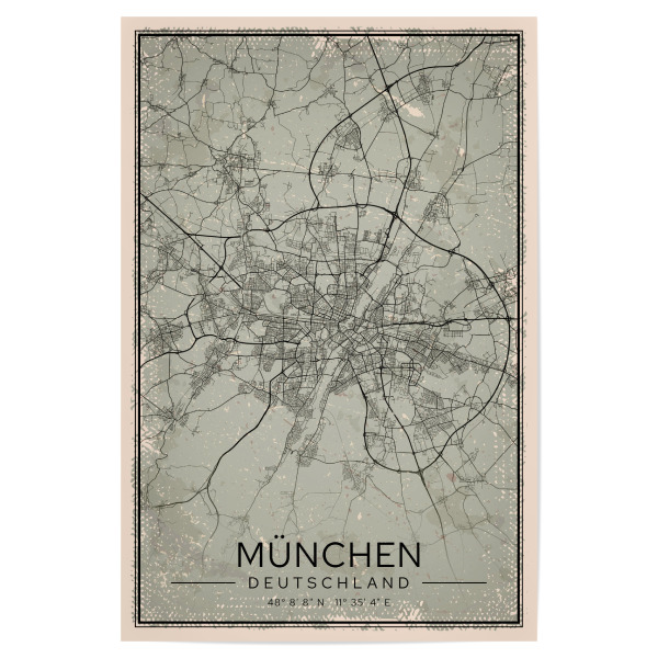 Poster 30x20 cm "Münchner Vintage Stadtplan" artboxONE - Städte / München,Kartografie