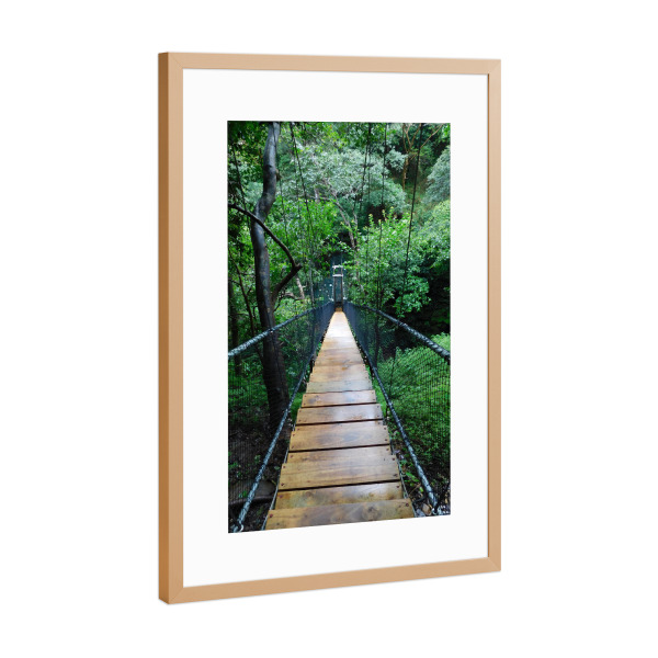 Poster mit Rahmen Kupfer "Hängebrücke in Wald" artboxONE - Natur,Reise,Reise / Länder
