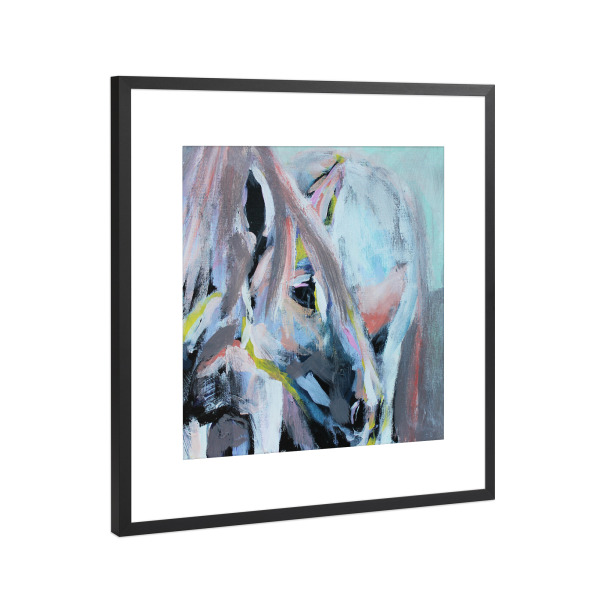 Poster mit Rahmen Schwarz (Metallic) "Listen Horse" artboxONE - Tiere - Horse,Pferd,Malerei,Acryl,Pastell,Listen,Zuhören