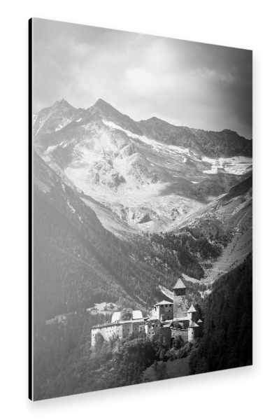 Alu-Dibond "Schloss im Himmel s/w" 30x20 cm artboxONE