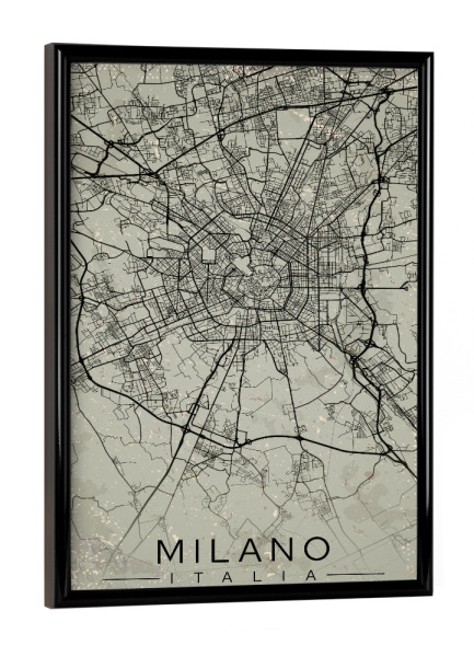 Poster mit schwarzem Rahmen "Vintage CityMap Milan" artboxONE - Städte / Mailand,Kartografie