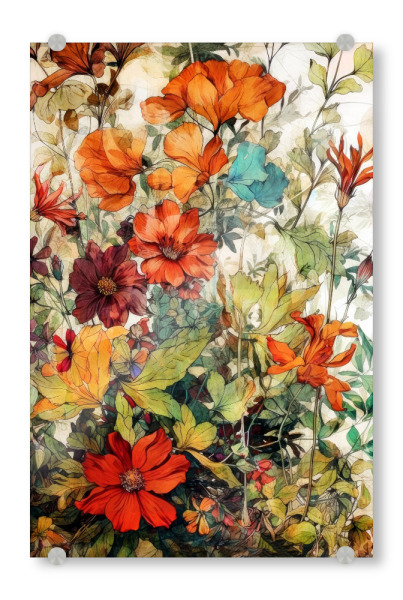 Acrylglasbild "Blumen und Blätter P" artboxONE - Natur,Floral - Natur,Blumen,Blumen,Botanische,Blätter,Blatt,Blumen,Garten