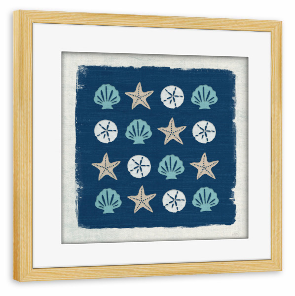 Poster mit Rahmen kiefer "Muscheldiagramm" artboxONE - Reise / Strand und Meer - Seestern,Muschel,Sanddollar,Küste,Küste