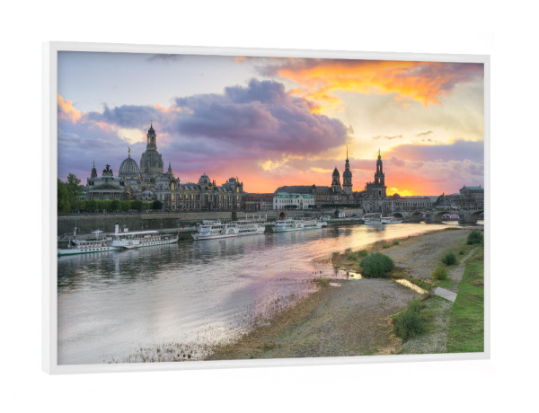 Poster mit weißem Rahmen "Die Skyline von Dresden" artboxONE - Reise,Architektur,Städte / Dresden