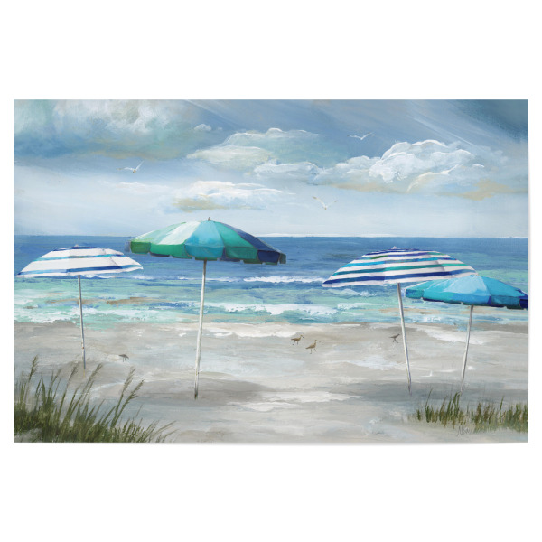 Poster 30x20 cm "Oceanside" artboxONE - Reise / Strand und Meer - Strand,Meer,Küste,Küste,Meer,Sonnenschirme