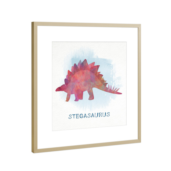 Poster mit Rahmen Gold "Der Stegosaurus" artboxONE - Typografie,Für Kinder,Tiere - Stegosaurus,Dinosaurier,Dino