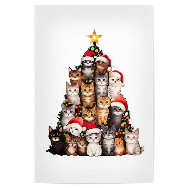 Poster 30x20 cm "Katzen-Weihnachtsbaum" artboxONE - Für Kinder,Tiere,Abstrakt,Weihnachten,Lustig