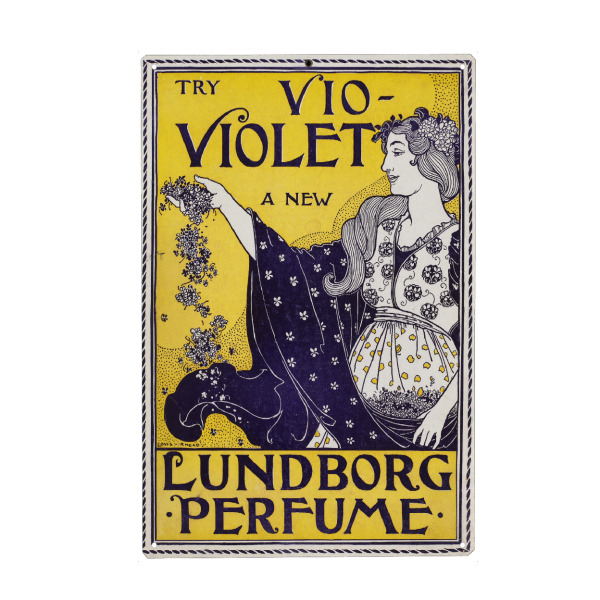 Metall Poster "Louis Rhead - Frau mit Blumen" artboxONE - Typografie,Menschen,Fashion