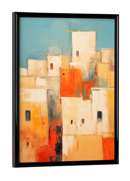 Poster mit schwarzem Rahmen "Acryl-Wüstenstadt" artboxONE - Reise,Abstrakt,Architektur