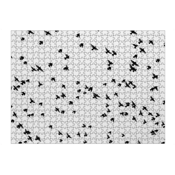 artboxONE Puzzle "Abendflug" artboxONE - Natur,Tiere,Schwarzweiß - Bodensee,Baum,Vögel,Stare,Fliegen,Flug,Kolonie,Schwarz,Weiß,S/w