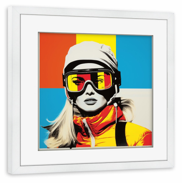 Poster mit Rahmen weiß "SKI-SCHÖNHEIT" artboxONE - Abstrakt,Menschen,Fashion,Für Mama - Popart,Ski,Skifahren,Winter,Schnee