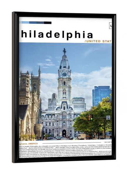Poster mit schwarzem Rahmen "Philadelphia-Zeitung" artboxONE - Städte,Architektur