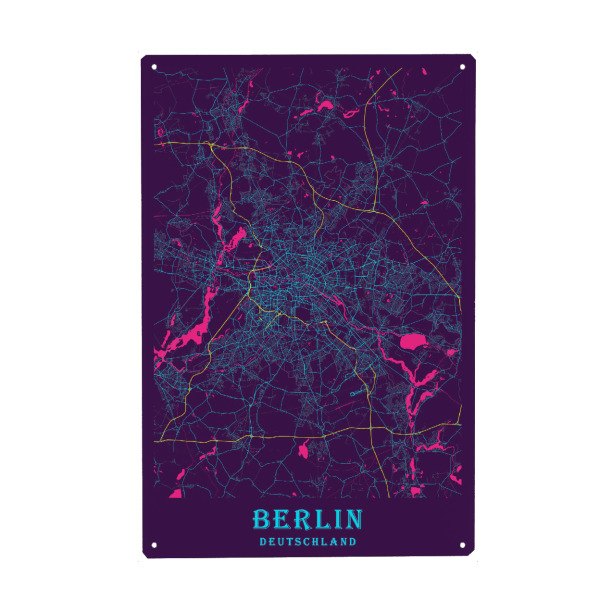 Holzbild "Stadt Berlin Karte" artboxONE - Städte / Berlin,Kartografie