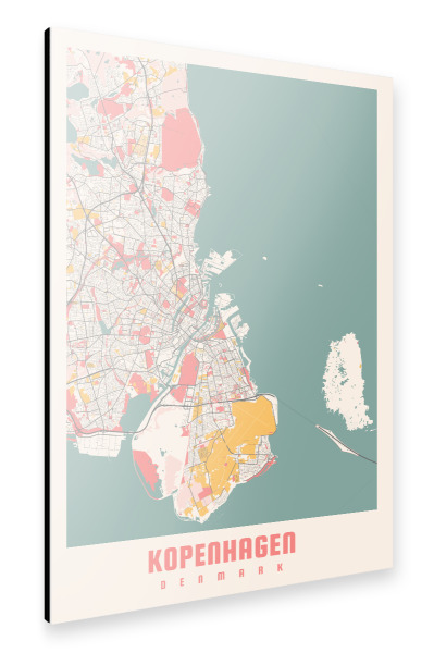 Alu-Dibond "City Map von Kopenhagen" 30x20 cm artboxONE
