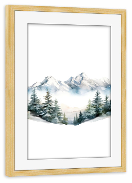 Poster mit Rahmen kiefer "Felsige verschneite Berge" artboxONE - Natur,Abstrakt,Weihnachten,Für Mama,Für Papa