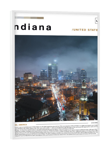 Poster mit weißem Rahmen "Zeitung aus Indiana" artboxONE - Städte,Architektur