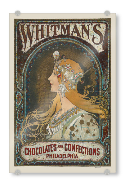 Acrylglasbild "Mucha - Chocolate Philadelphia" artboxONE - Floral,Essen & Trinken,Menschen