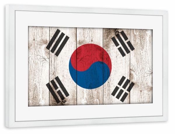 Poster mit Rahmen weiß "Südkorea Flag" artboxONE - Reise,Reise / Asien,Reise / Länder