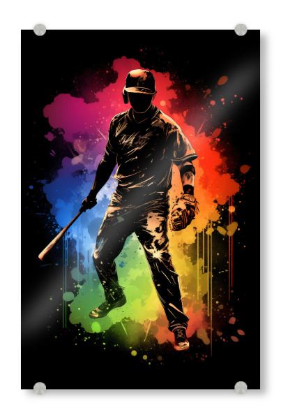 Acrylglasbild "Baseball Colorful (matart)" artboxONE - Sport - Baseball,Mlb,Major league baseball,Ball,Team,Sport,Colorful,Watercolor