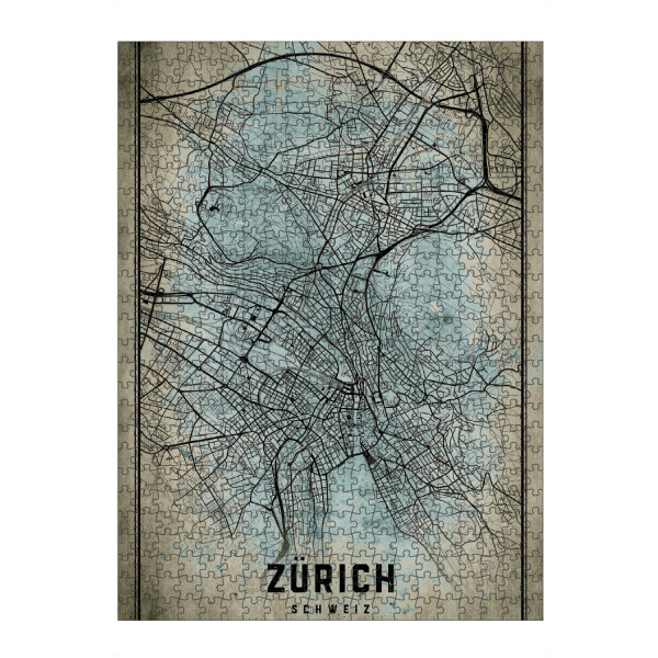artboxONE Puzzle "Vintage Stadtkarte Zürich" artboxONE - Städte / Zürich,Kartografie